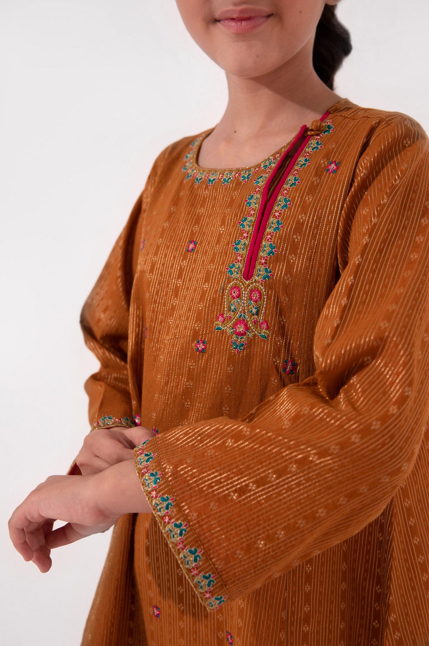 Stitched 1 Piece Embroidered Jacquard Shirt