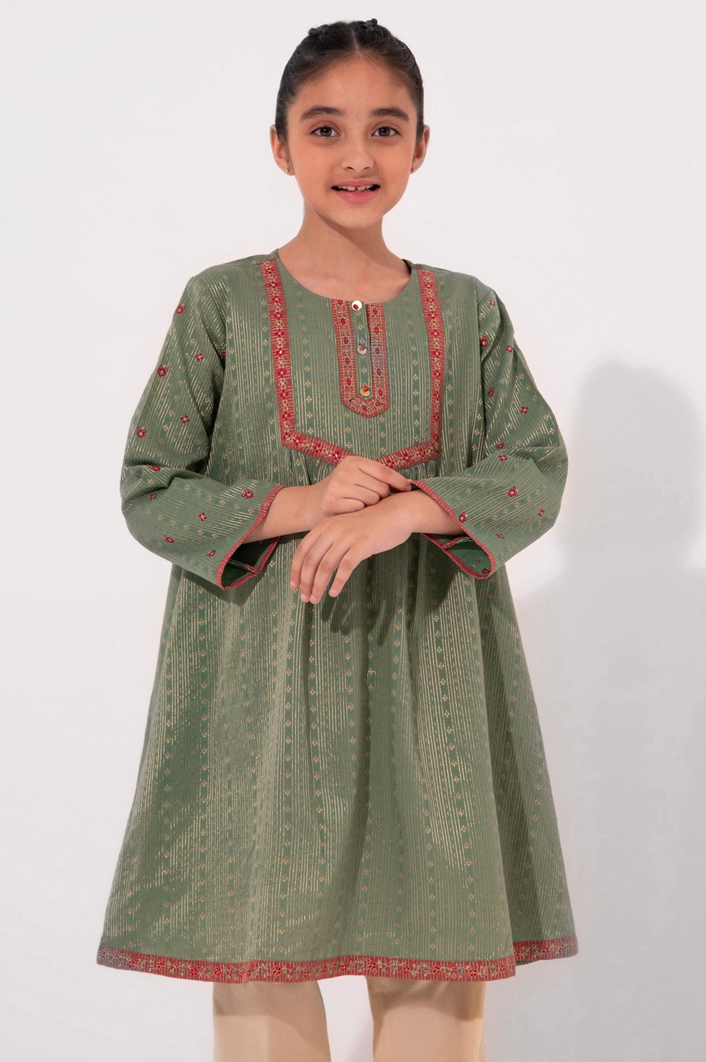 Stitched 1 Piece Embroidered Jacquard Shirt