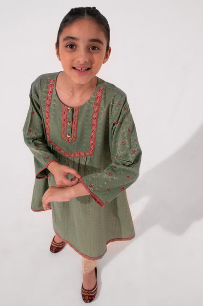 Stitched 1 Piece Embroidered Jacquard Shirt