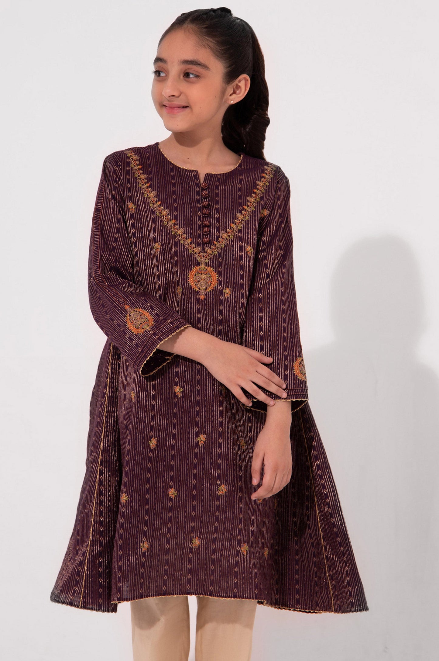 Stitched 1 Piece Embroidered Jacquard Shirt