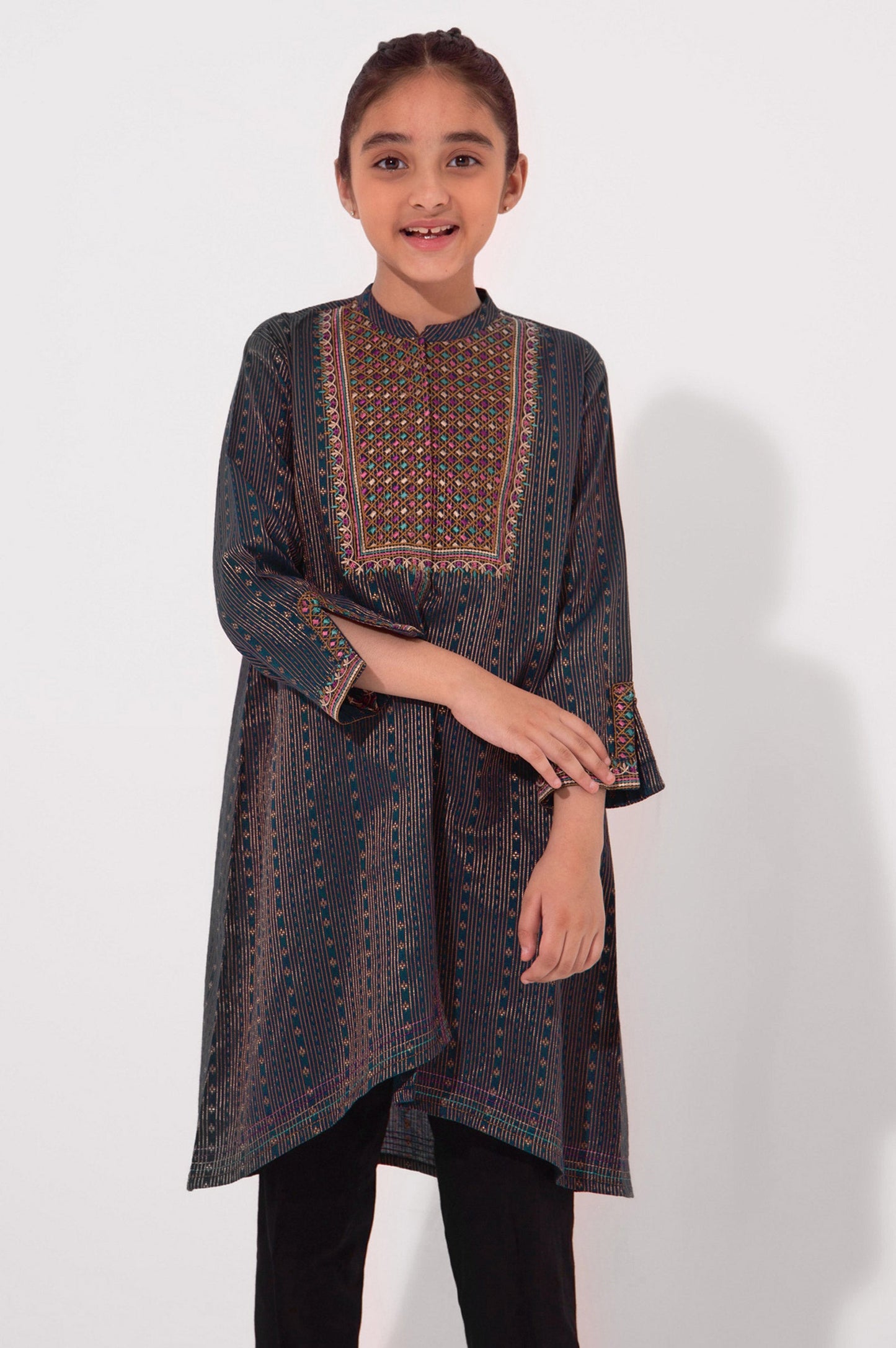 Stitched 1 Piece Embroidered Jacquard Shirt