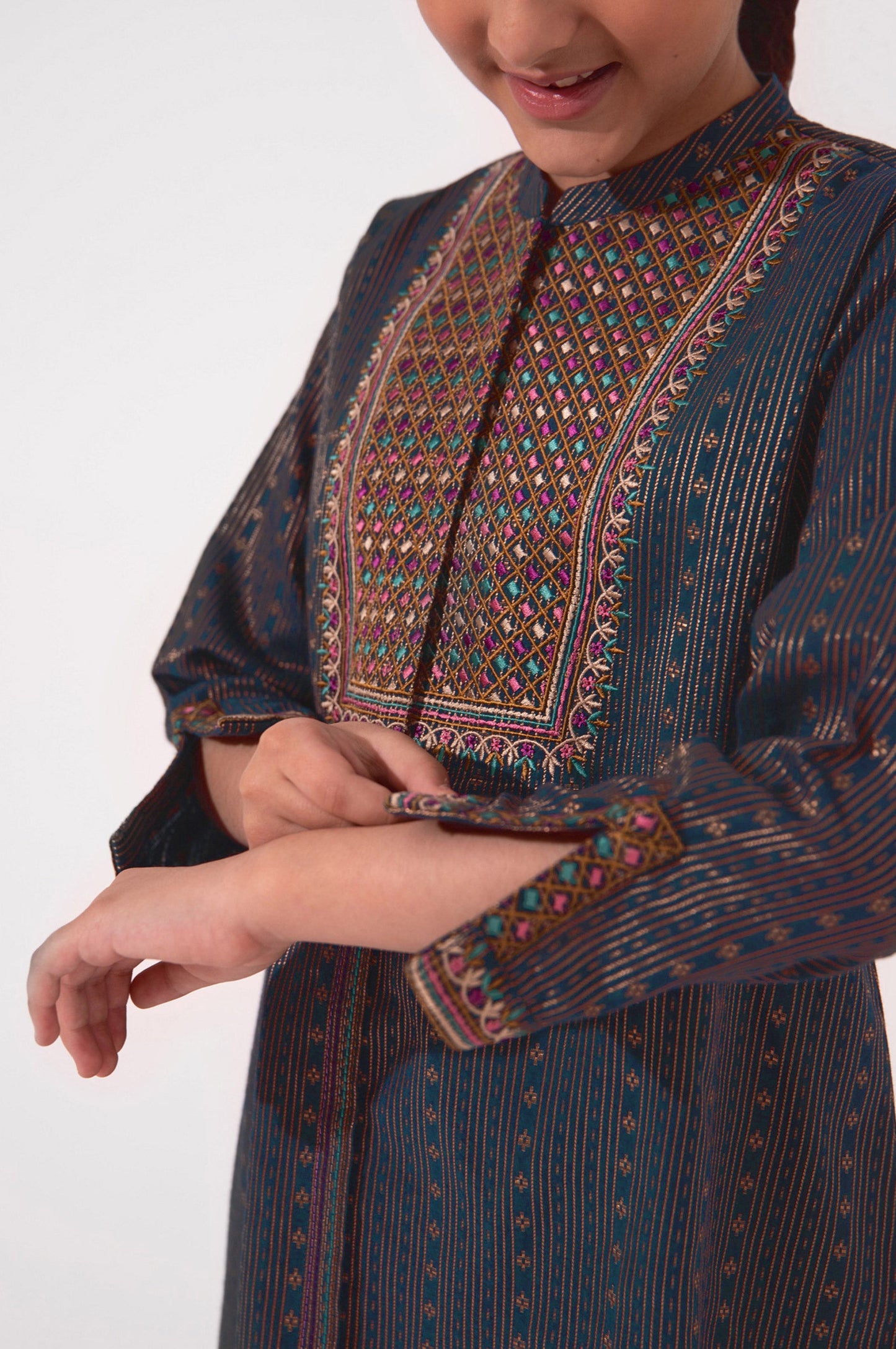 Stitched 1 Piece Embroidered Jacquard Shirt