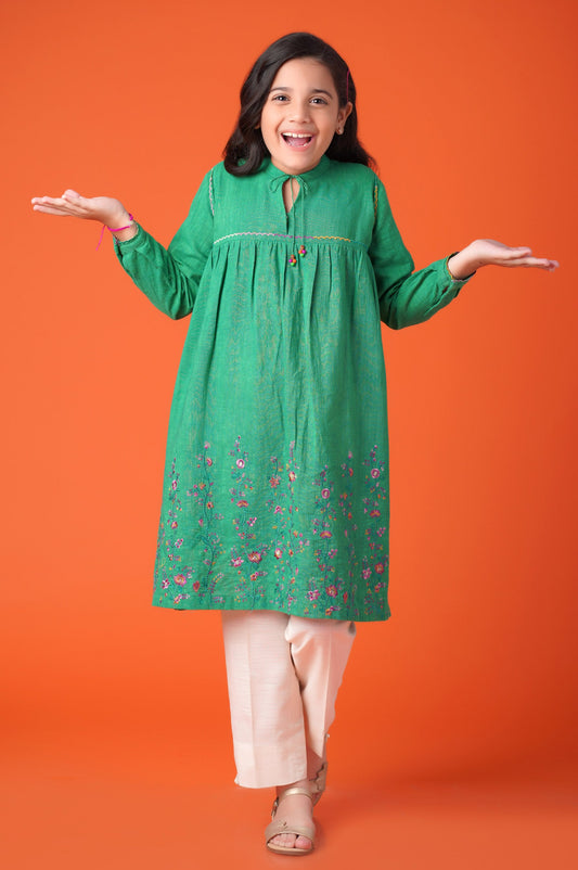 Stitched 1 Piece Embroidered Khaddar Shirt