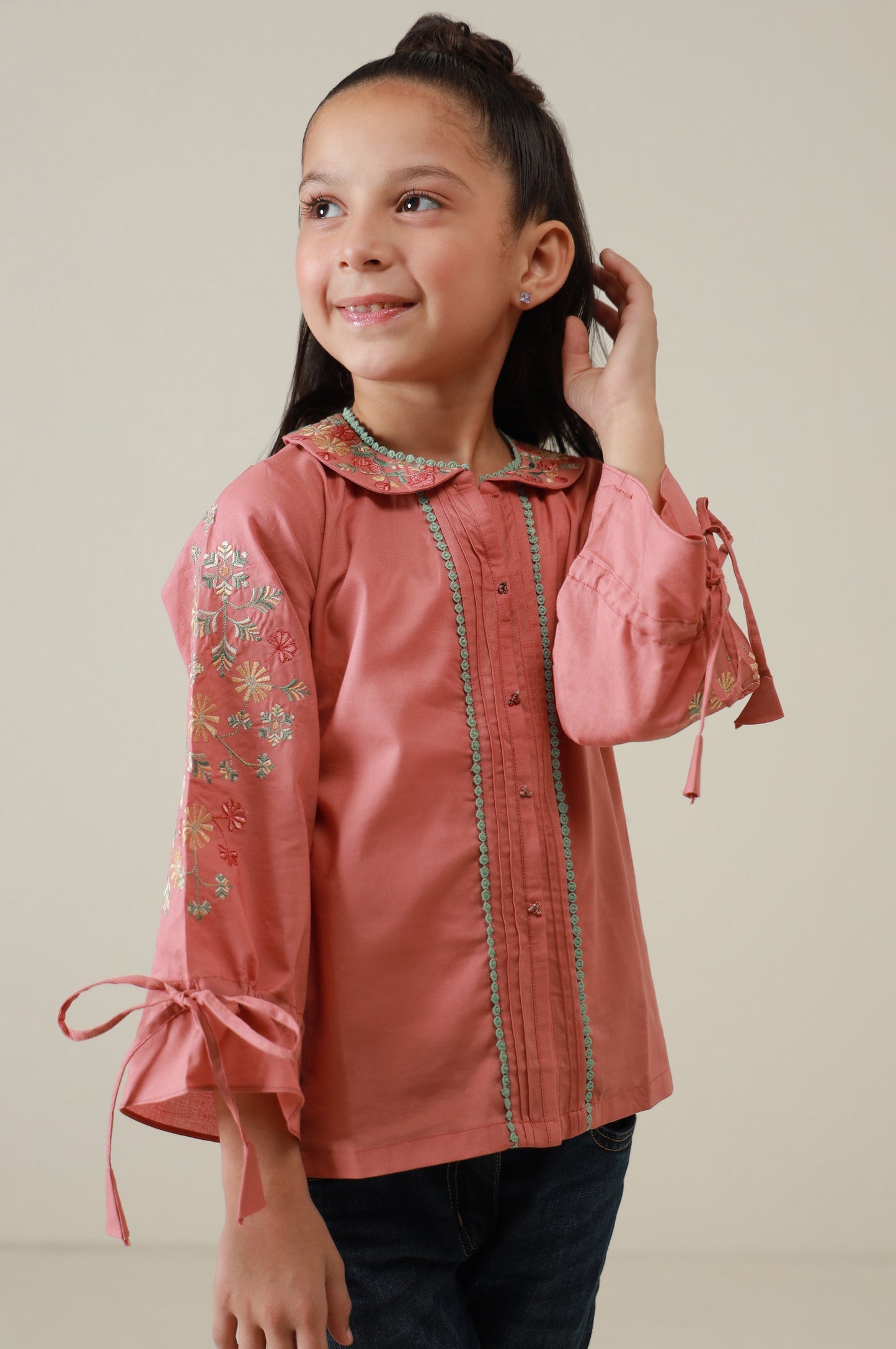 Stitched 1 Piece Embroidered Cambric Top