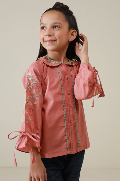 Stitched 1 Piece Embroidered Cambric Top