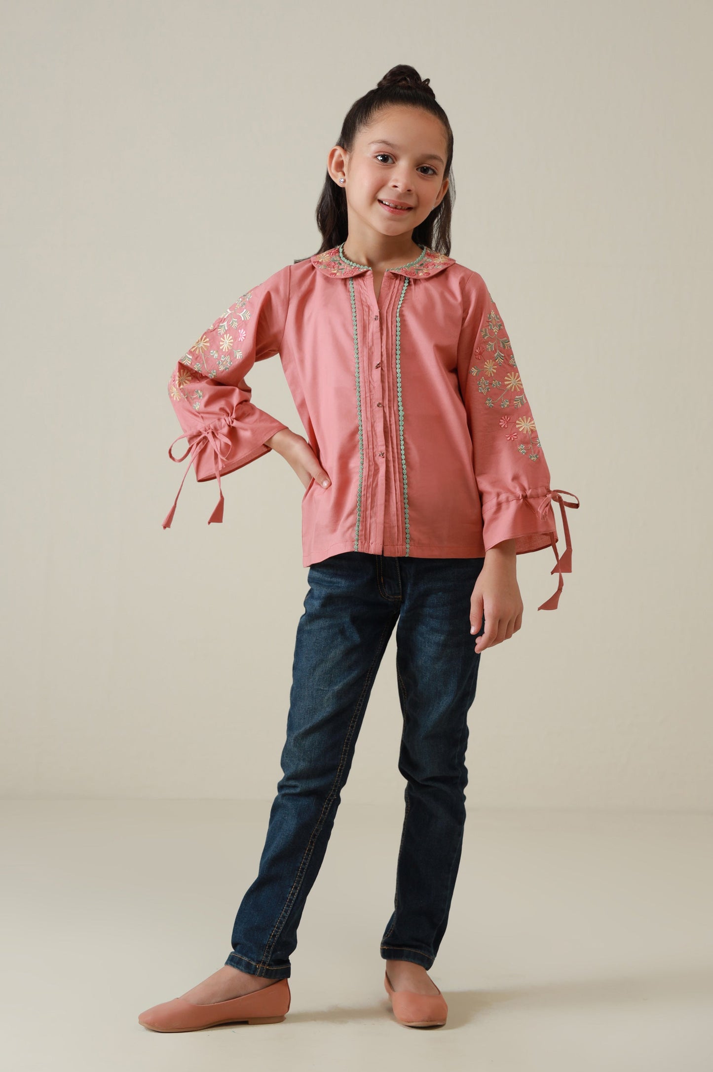 Stitched 1 Piece Embroidered Cambric Top