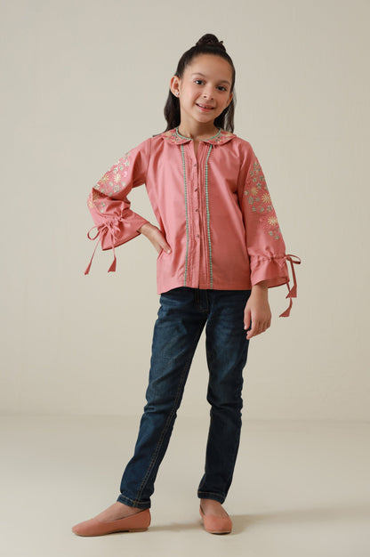 Stitched 1 Piece Embroidered Cambric Top