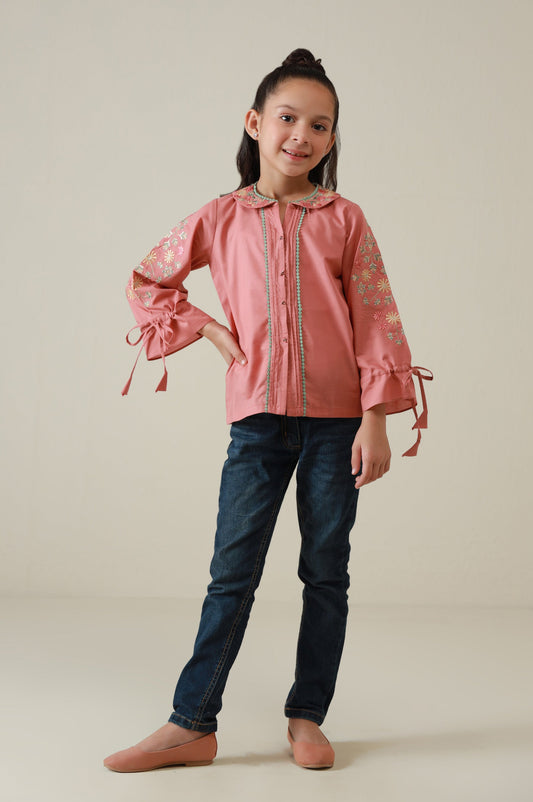 Stitched 1 Piece Embroidered Cambric Top