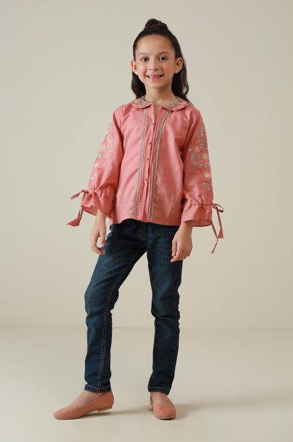 Stitched 1 Piece Embroidered Cambric Top