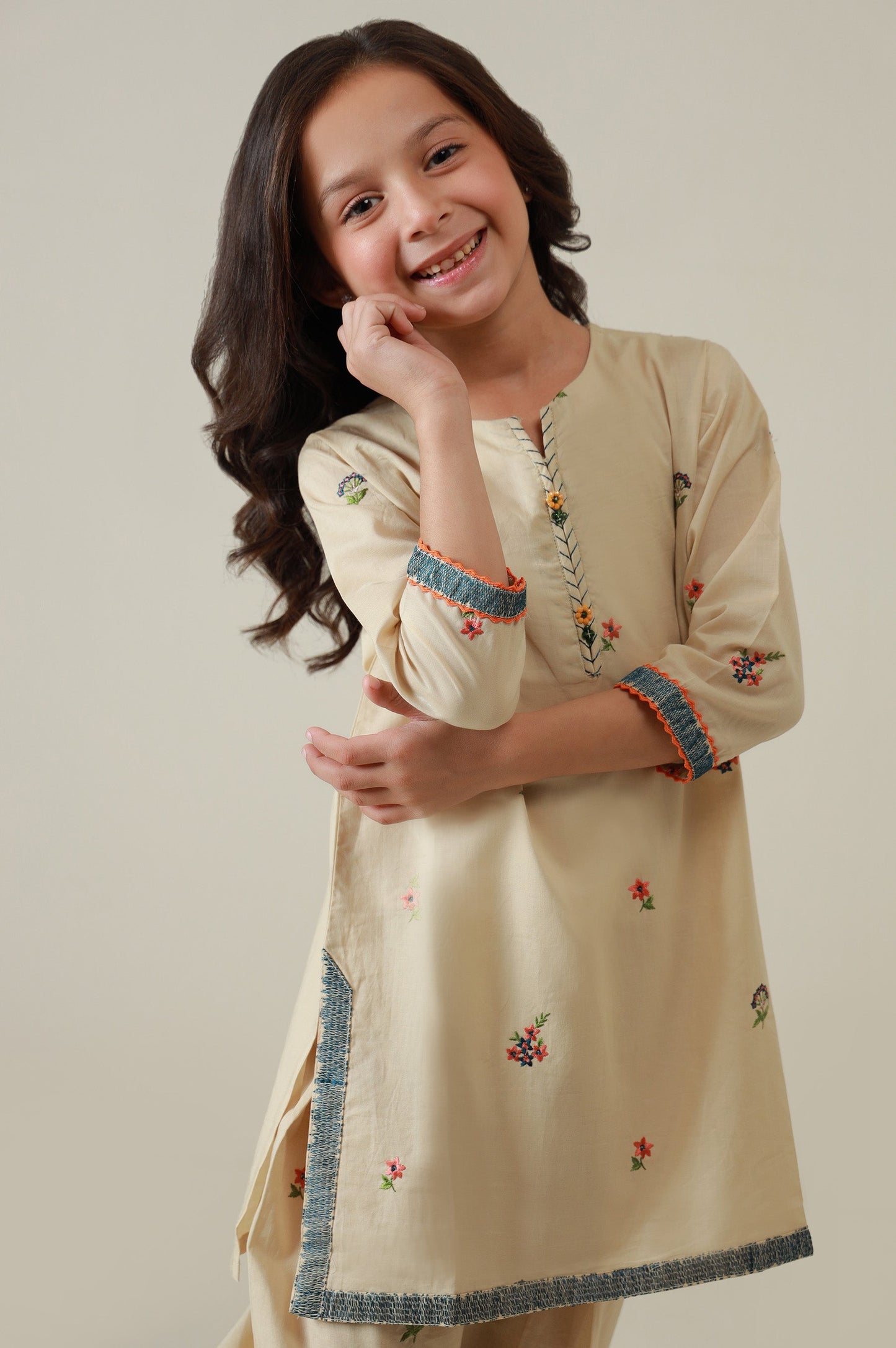 Stitched 2 Piece Embroidered Cambric Suit