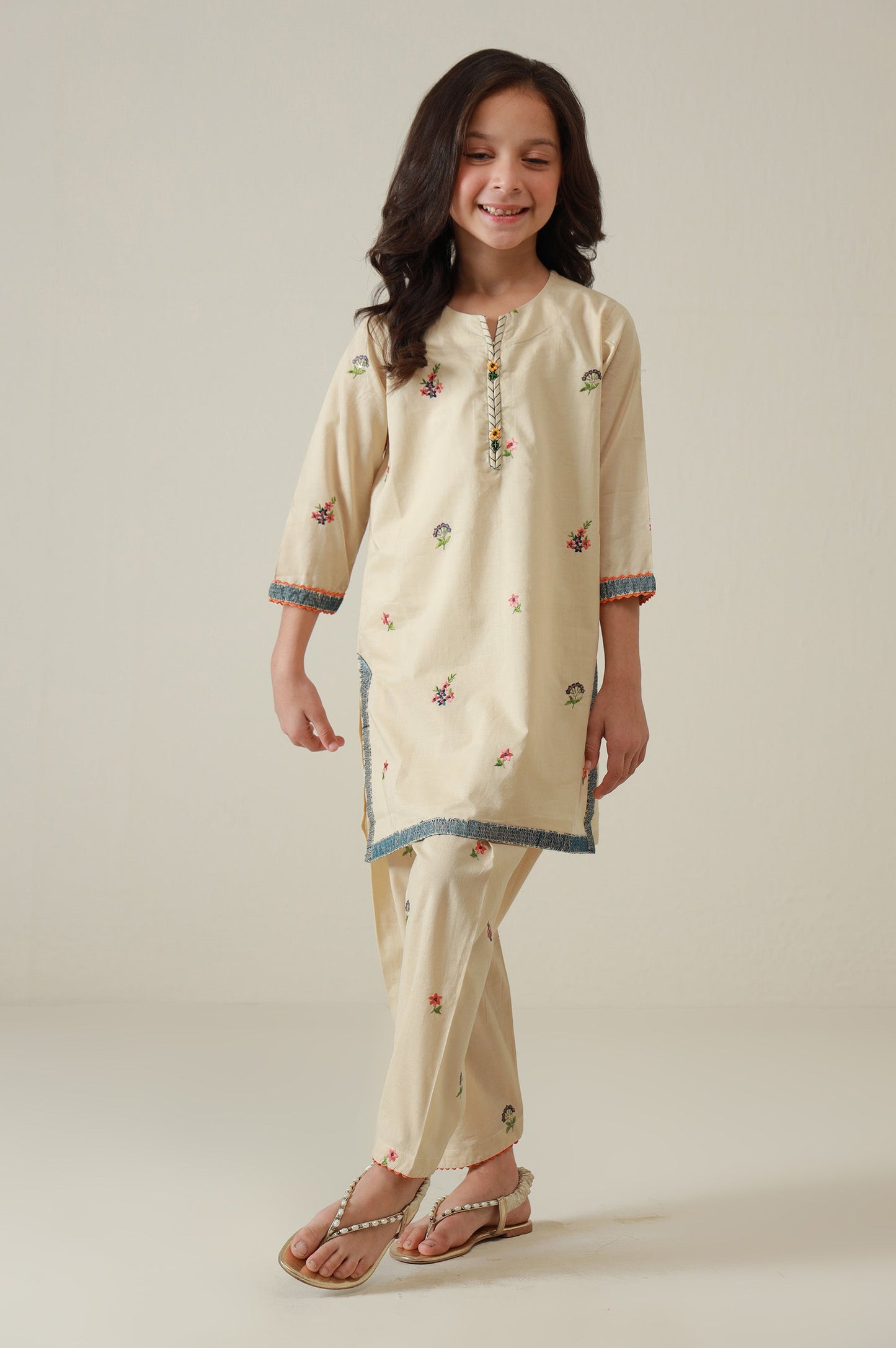 Stitched 2 Piece Embroidered Cambric Suit