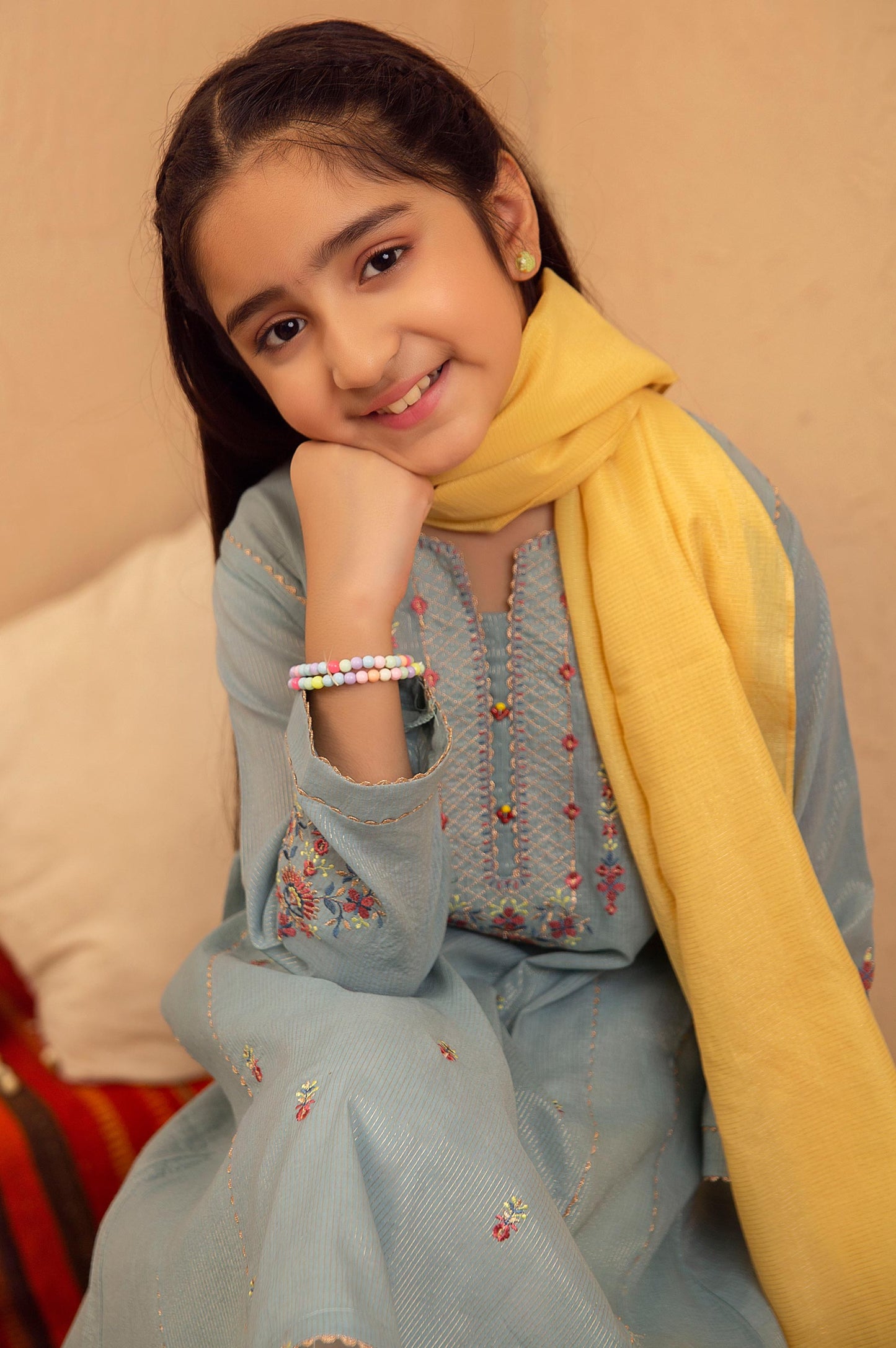 Stitched 2 Piece Embroidered Suit- Zari Stripe