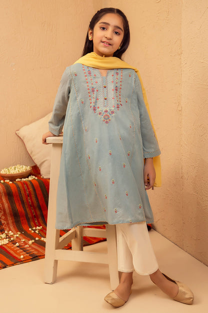 Stitched 2 Piece Embroidered Suit- Zari Stripe