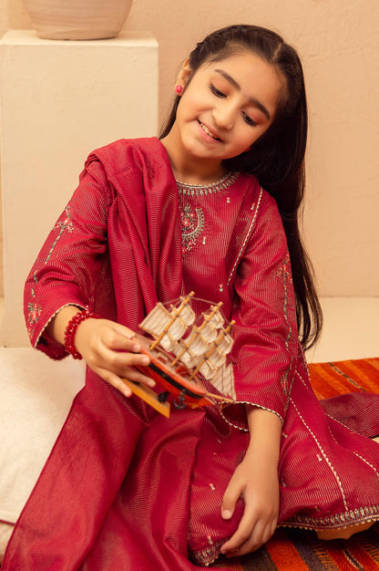 Stitched 2 Piece Embroidered Suit- Zari Stripe