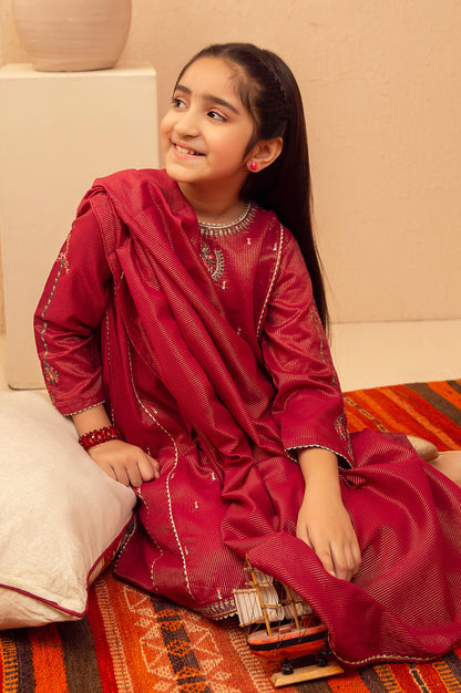 Stitched 2 Piece Embroidered Suit- Zari Stripe