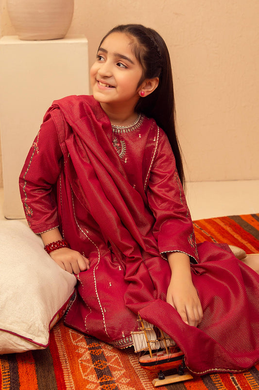 Stitched 2 Piece Embroidered Suit- Zari Stripe