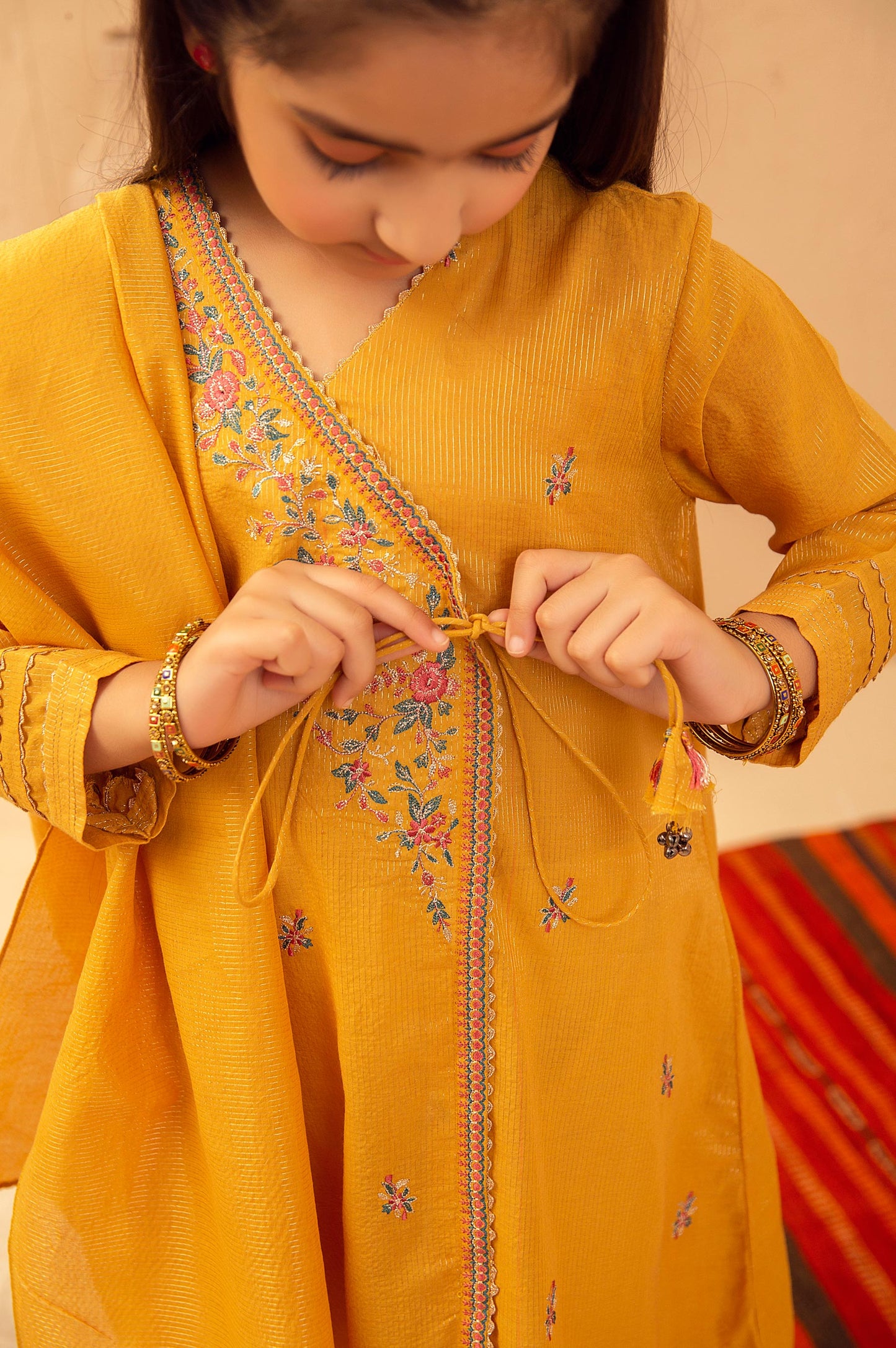 Stitched 2 Piece Embroidered Suit- Zari Stripe