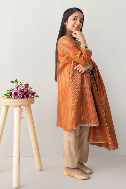 Stitched 2 Piece Embroidered Zari Stripe Junior Suit