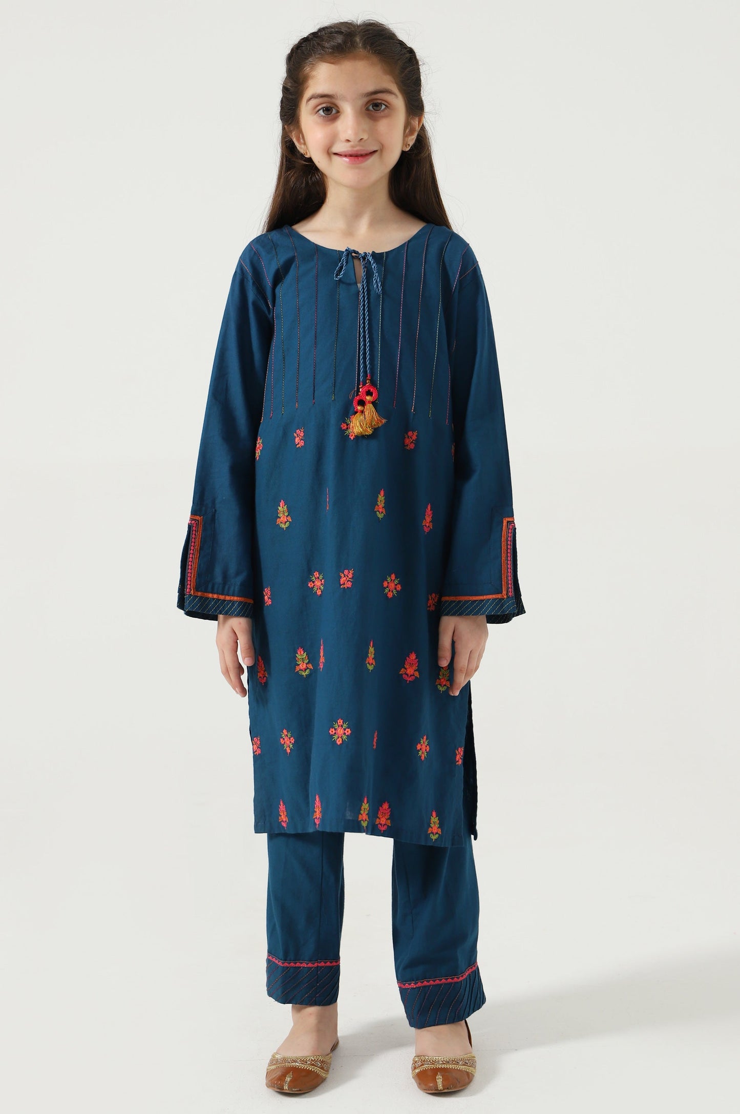 Stitched 2 Piece Embroidered Cambric Suit