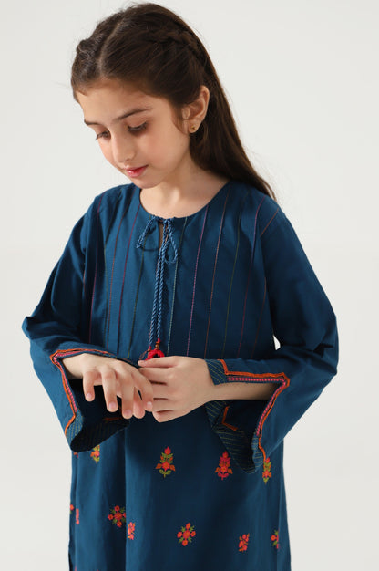 Stitched 2 Piece Embroidered Cambric Suit