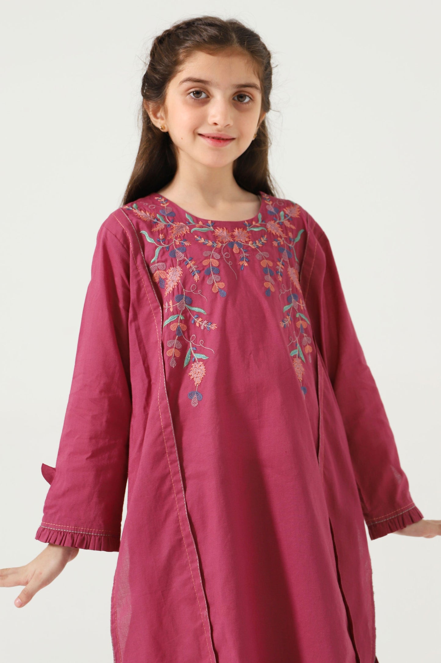 Stitched 2 Piece Embroidered Cambric Suit