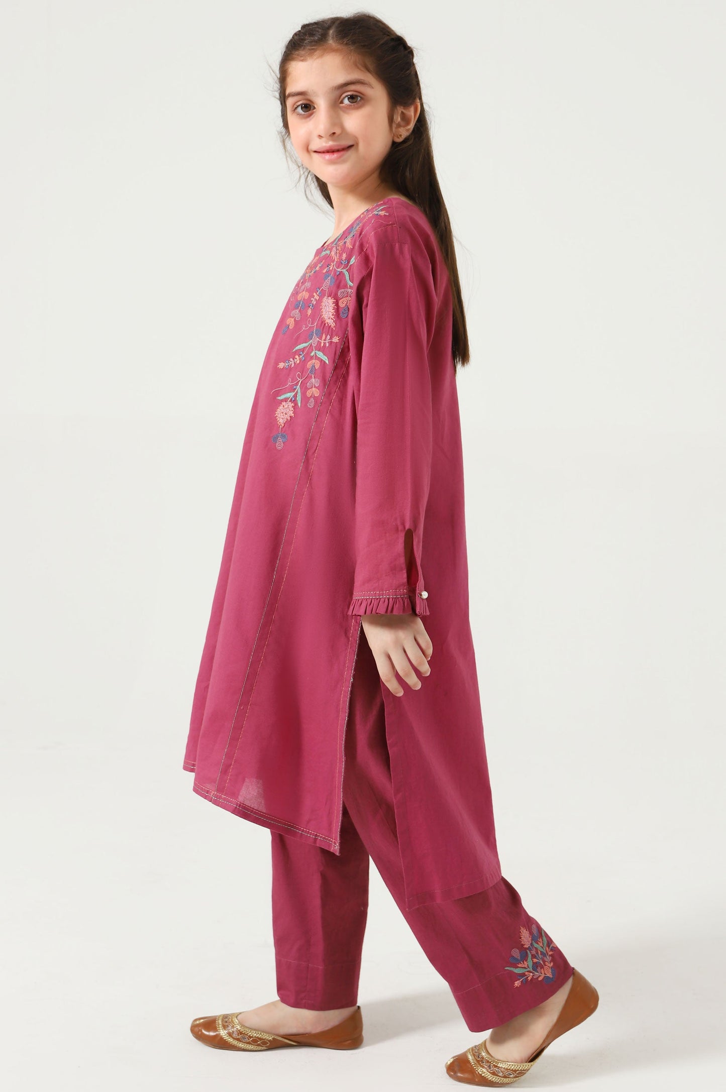 Stitched 2 Piece Embroidered Cambric Suit