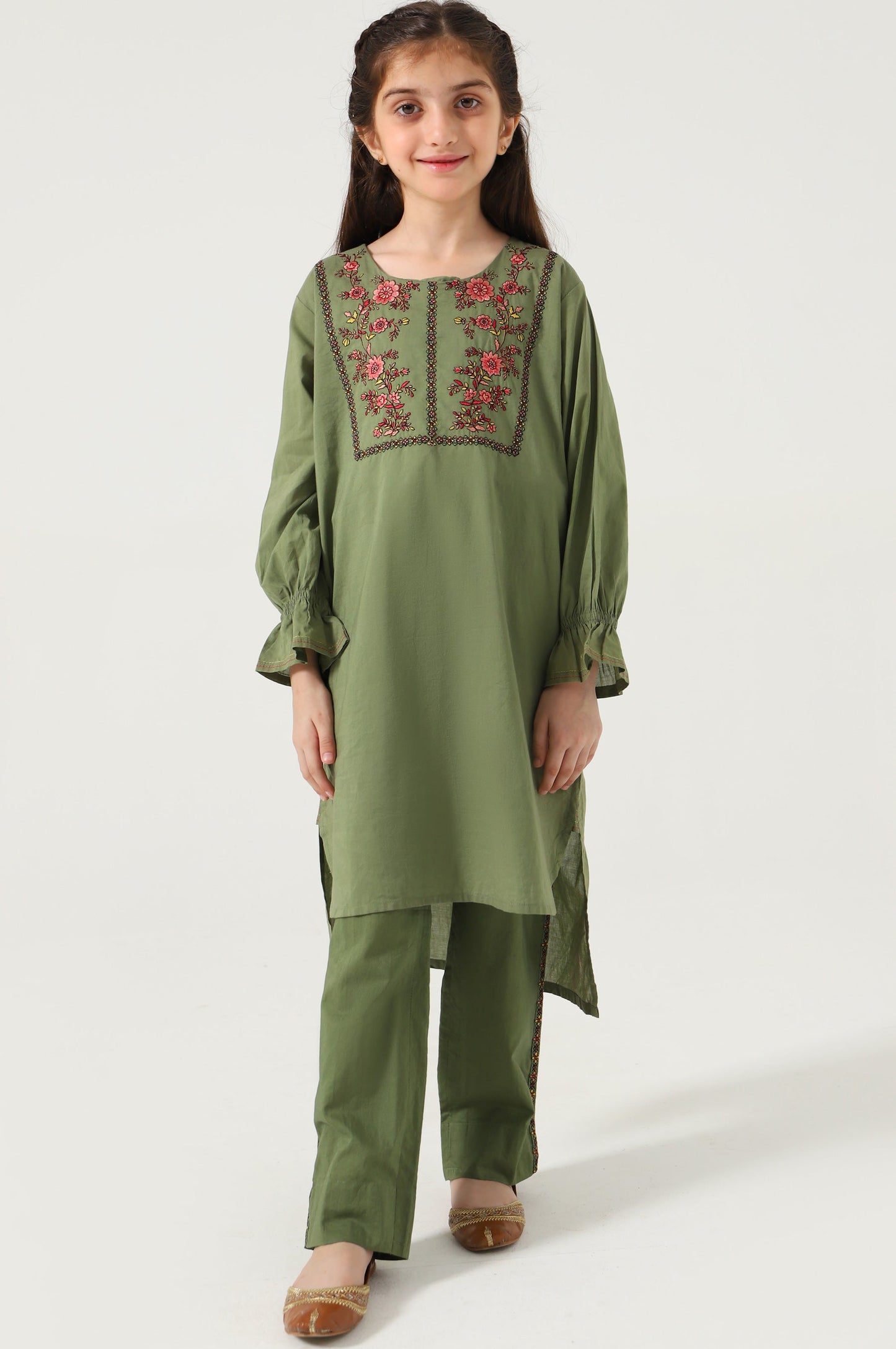 Stitched 2 Piece Embroidered Cambric Suit