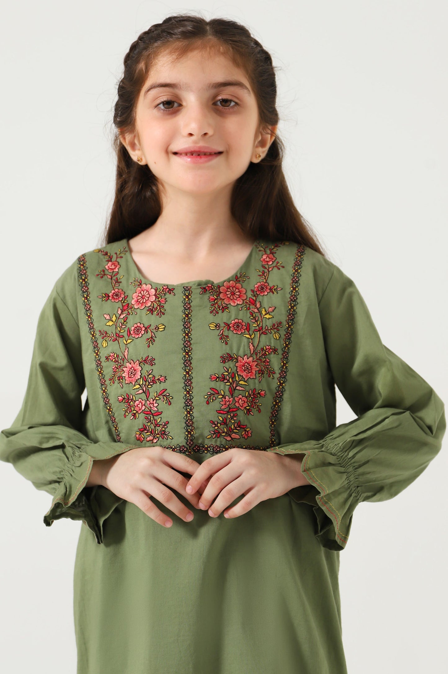 Stitched 2 Piece Embroidered Cambric Suit