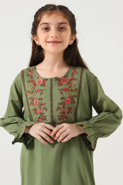 Stitched 2 Piece Embroidered Cambric Suit