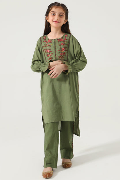 Stitched 2 Piece Embroidered Cambric Suit