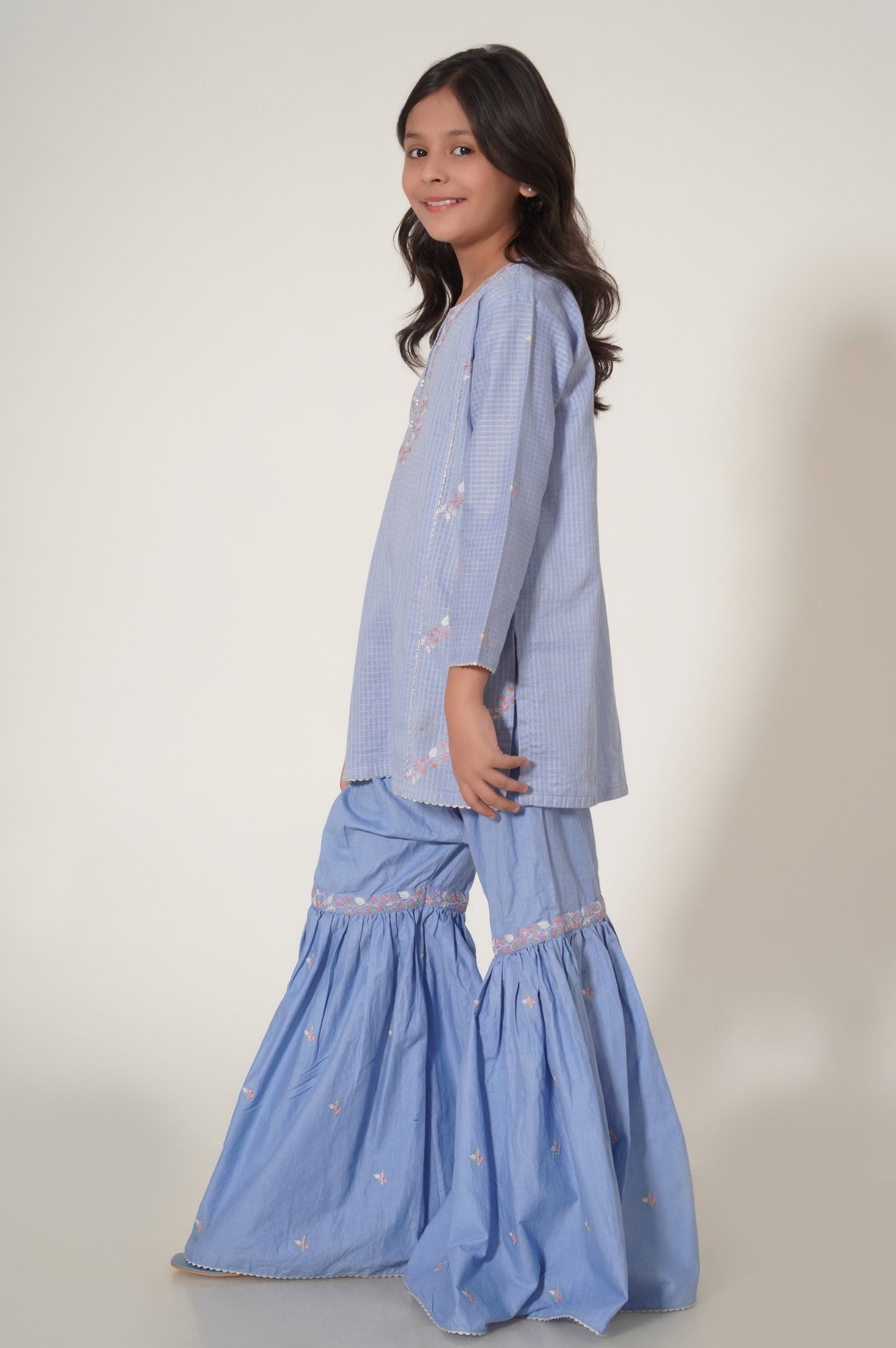 Stitched 2 Piece Embroidered Gharara Suit