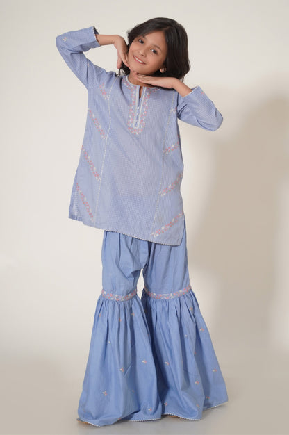 Stitched 2 Piece Embroidered Gharara Suit