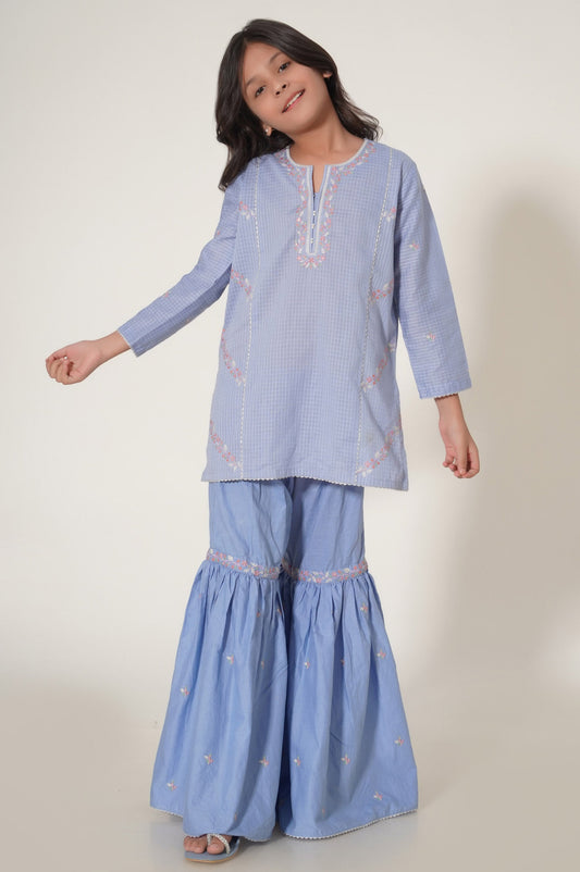 Stitched 2 Piece Embroidered Gharara Suit