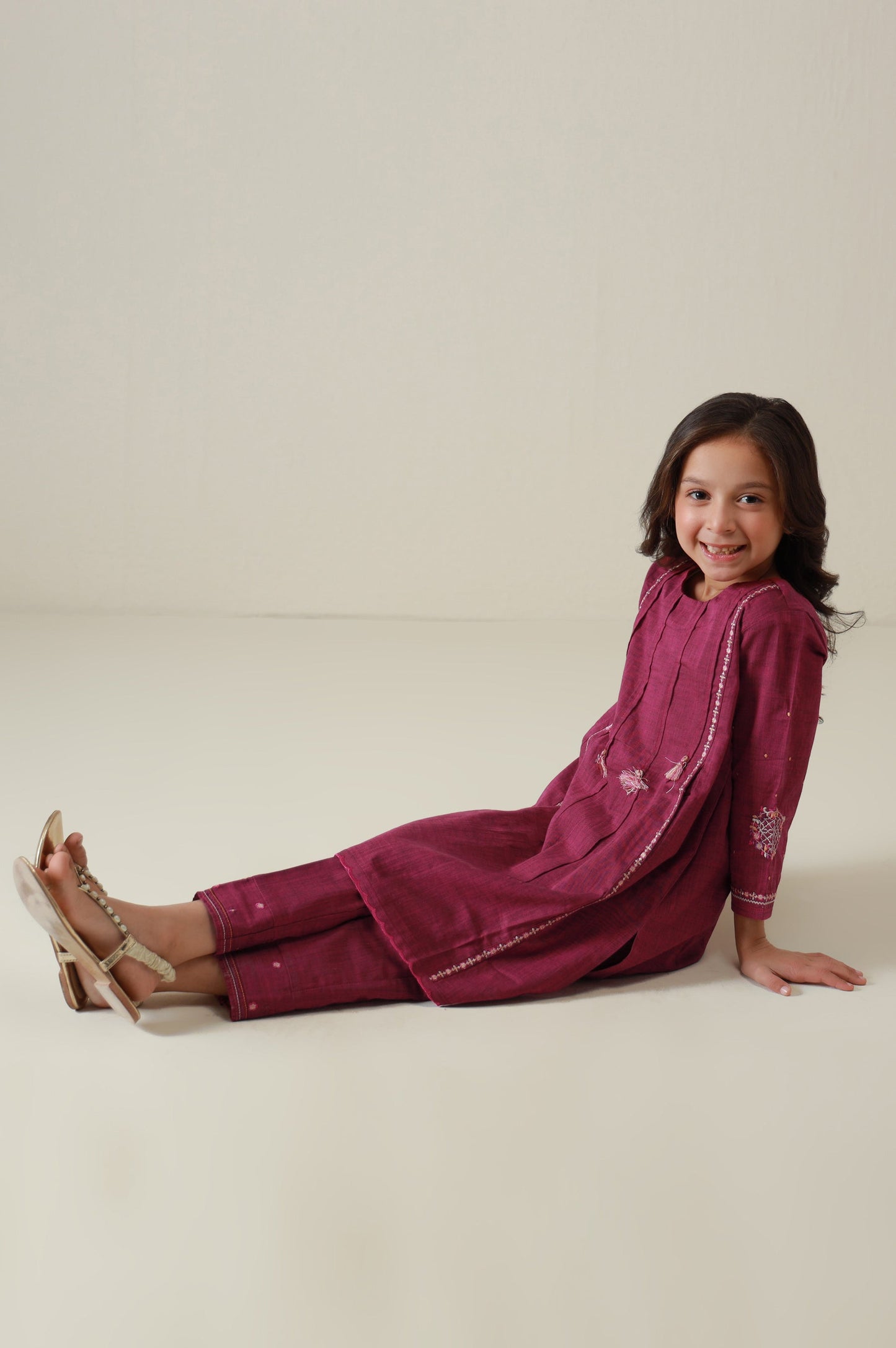 Stitched 2 Piece Embroidered Yarn Dyed Suit