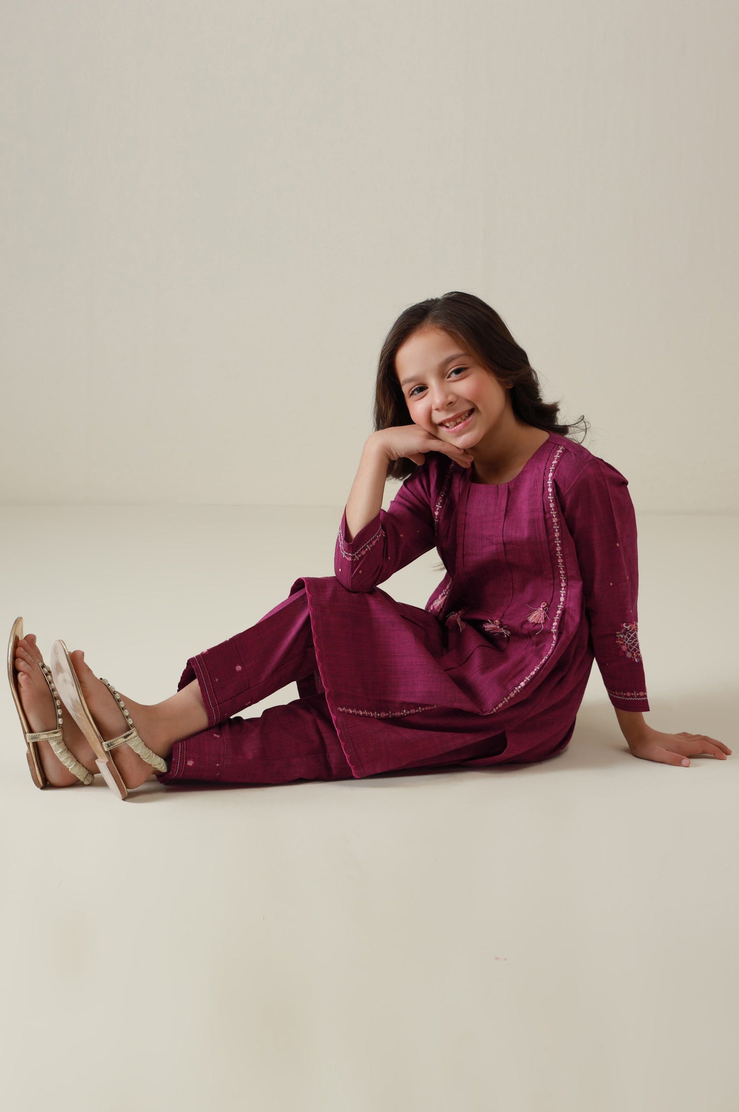 Stitched 2 Piece Embroidered Yarn Dyed Suit