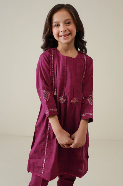 Stitched 2 Piece Embroidered Yarn Dyed Suit