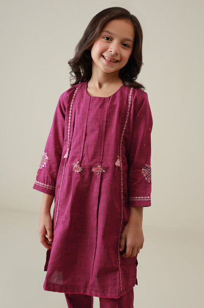 Stitched 2 Piece Embroidered Yarn Dyed Suit