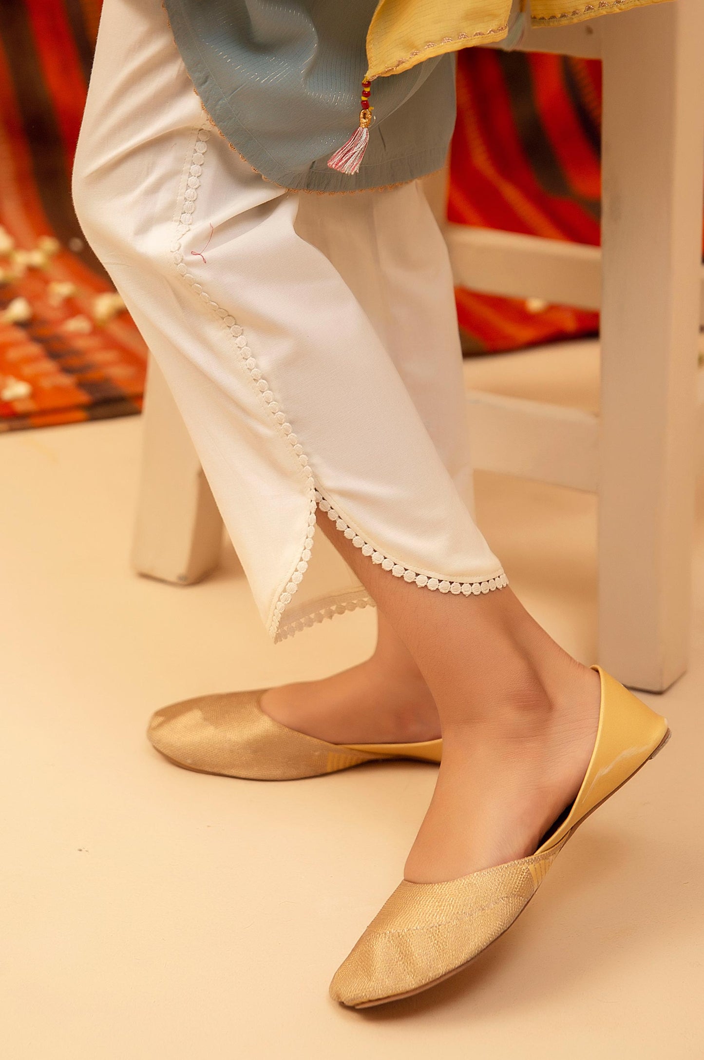 Embellished Junior Pants - Off-White