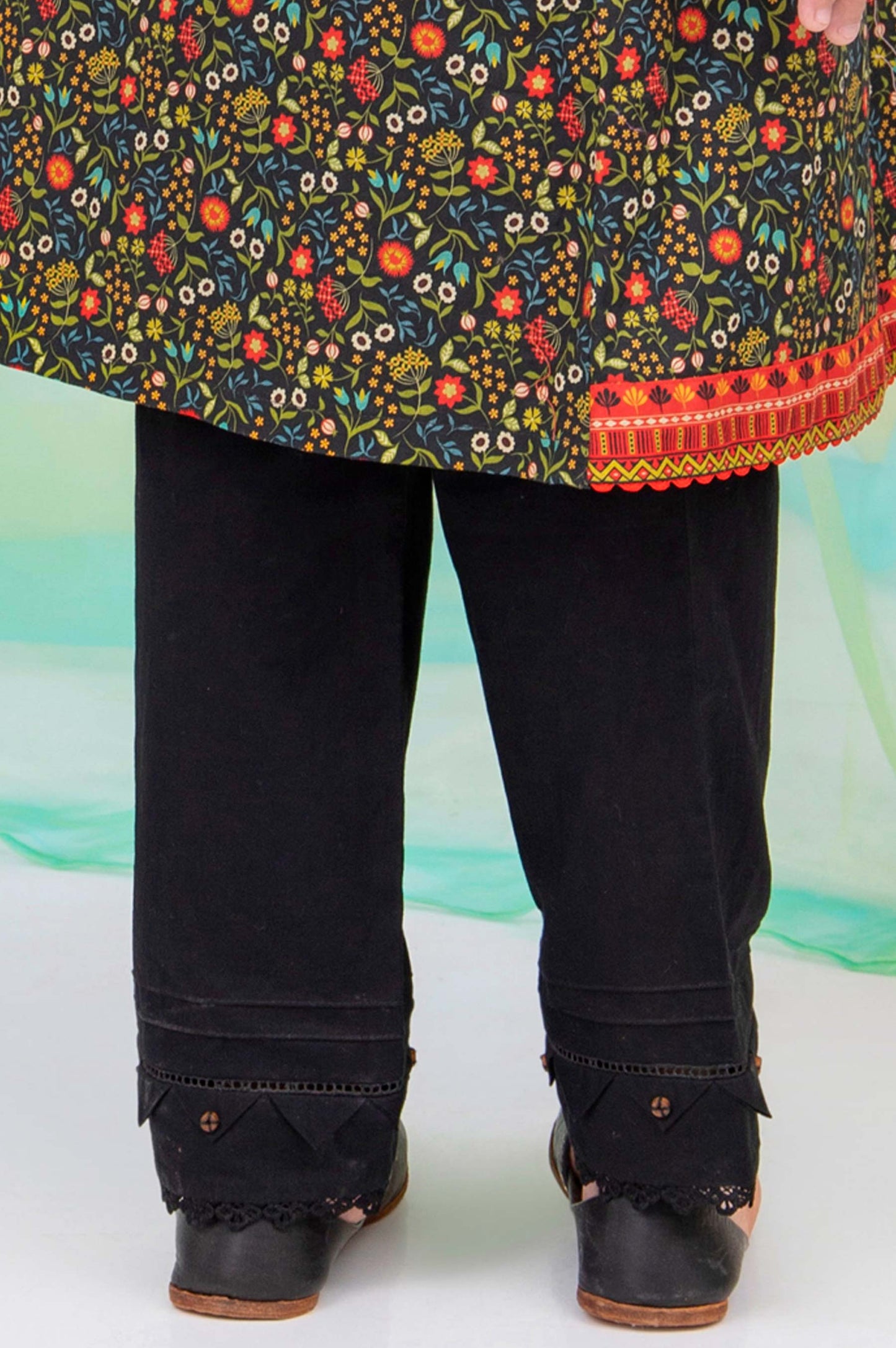 Embellished Junior Straight Pant - Black