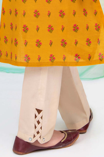 Embellished Junior Straight Pant - Beige