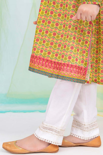 Embroidered Junior Straight Pant -White