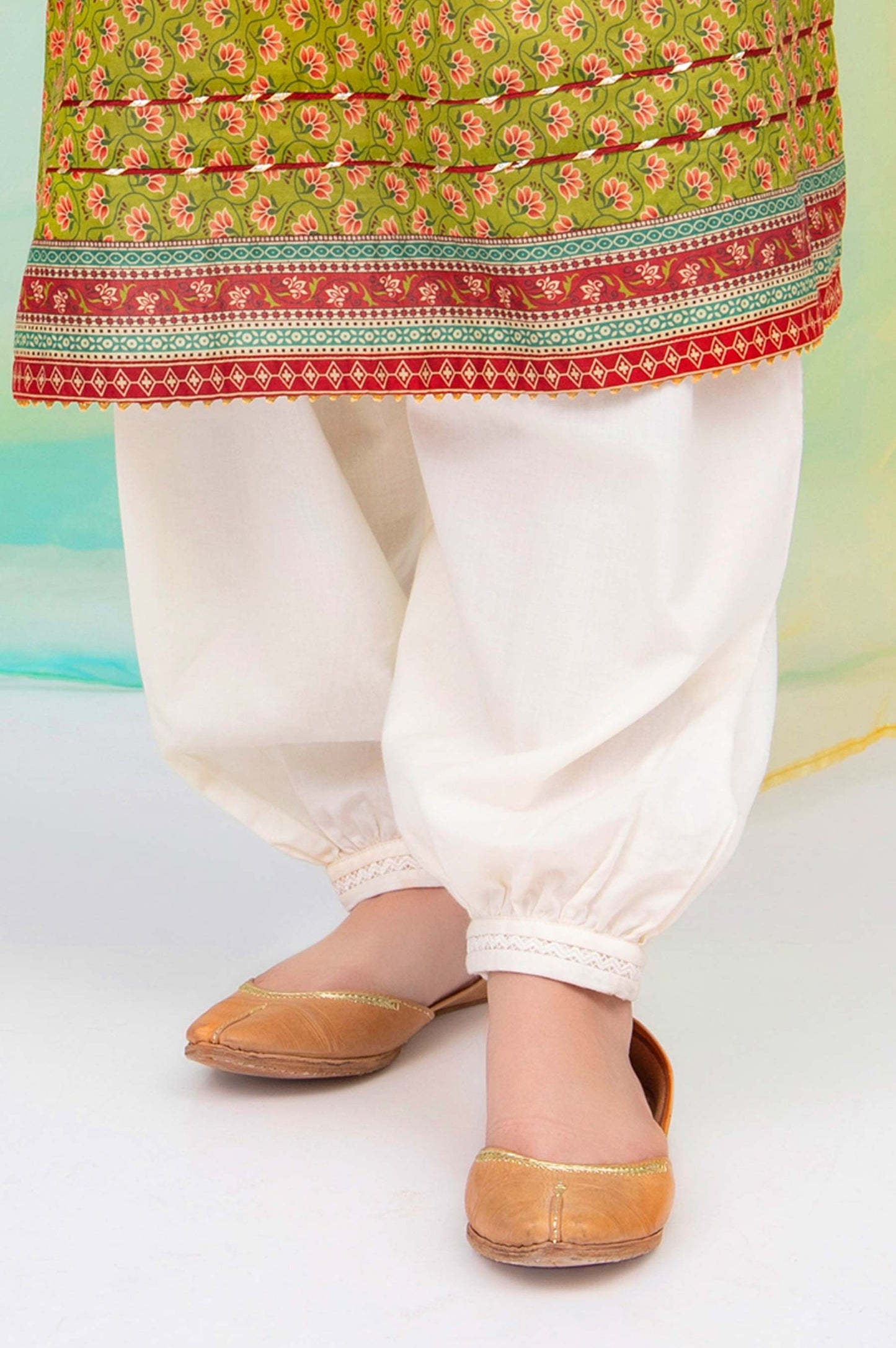 Embellished Cambric Junior Shalwar -Off White