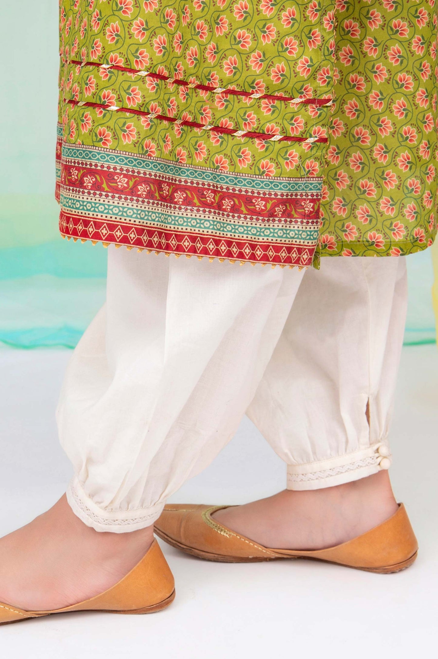 Embellished Cambric Junior Shalwar -Off White