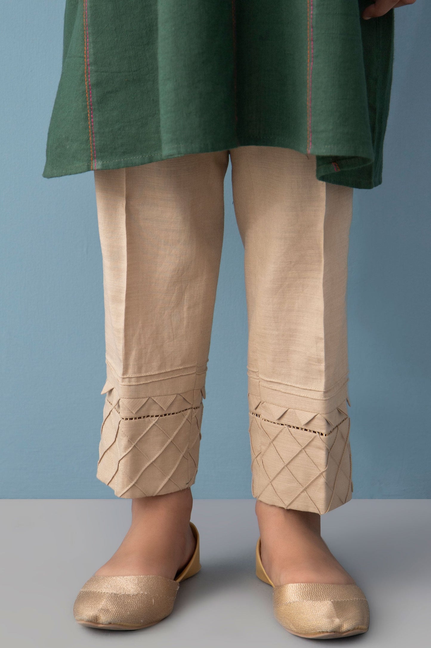 Embellished Khaddar Junior Pant - Beige