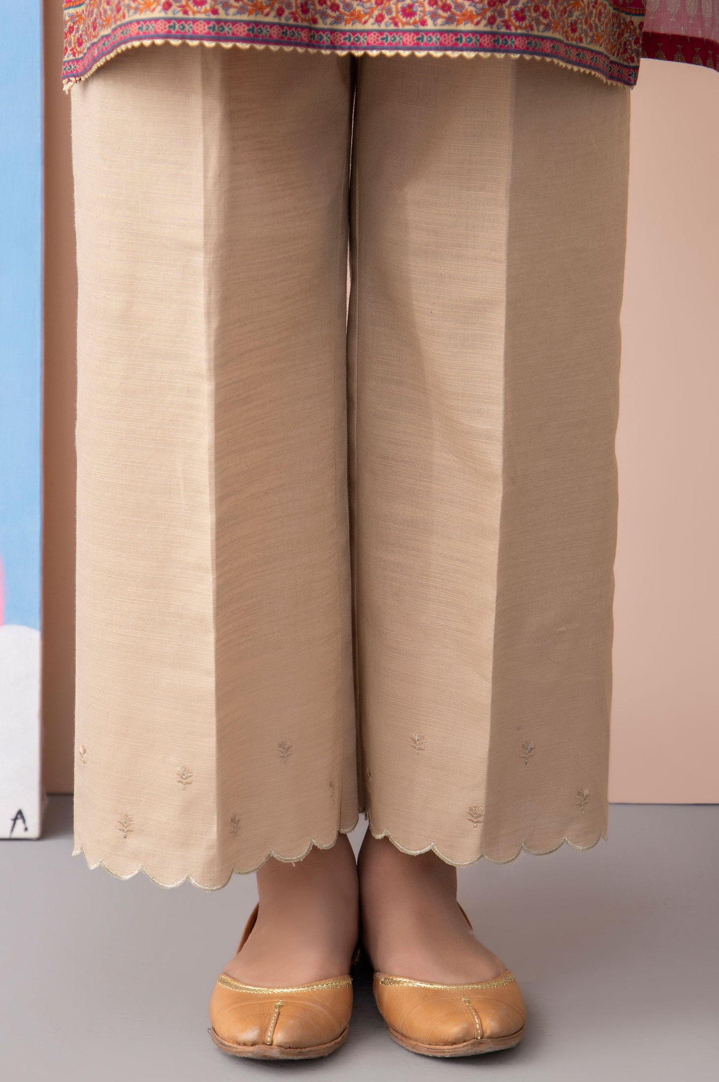 Embellished Khaddar Junior Pant - Beige