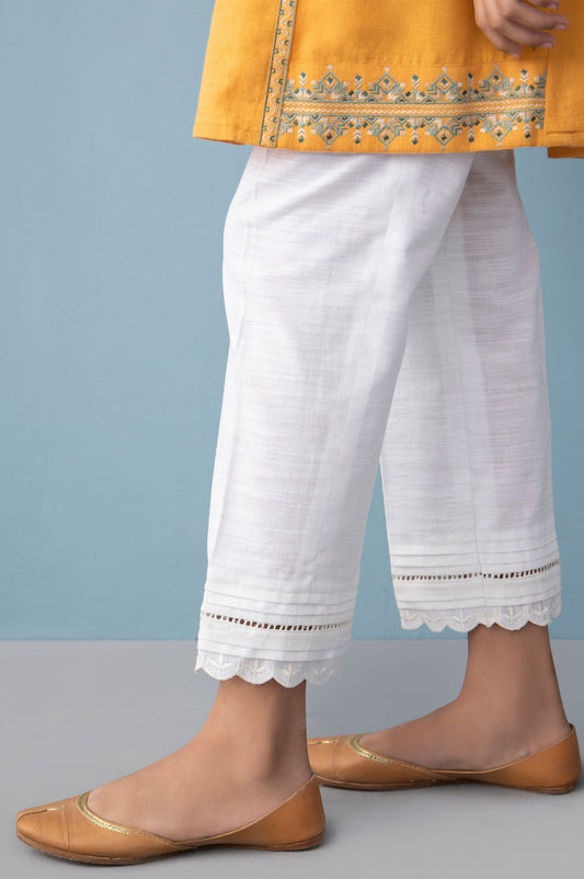 Embroidered Khaddar Junior Pant - White
