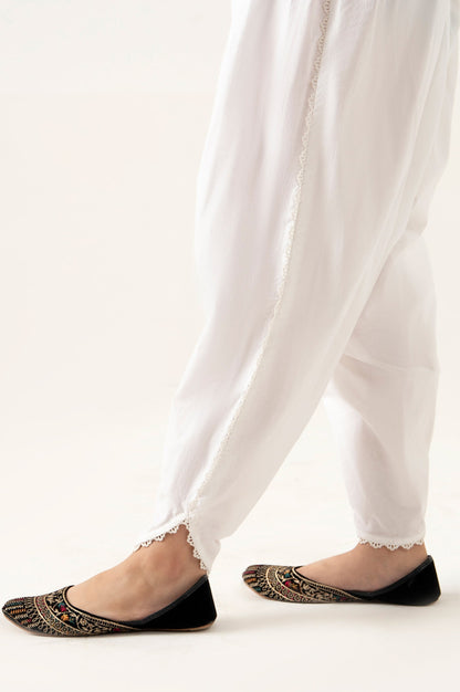 Embellished Tulip Pants  - White