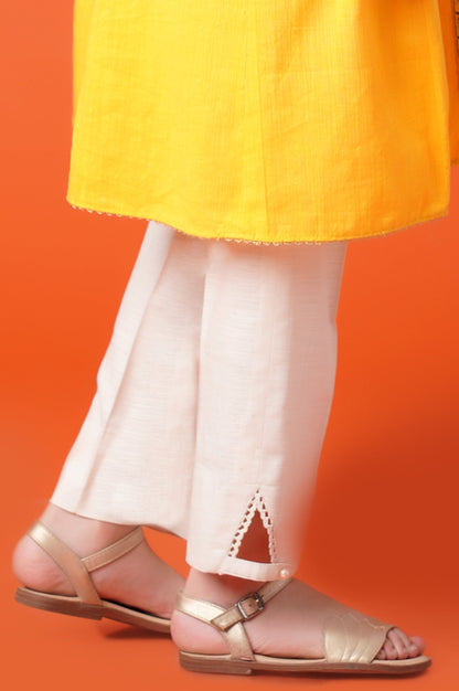 Stylized Khaddar Cigeratte Junior Pant - Off White