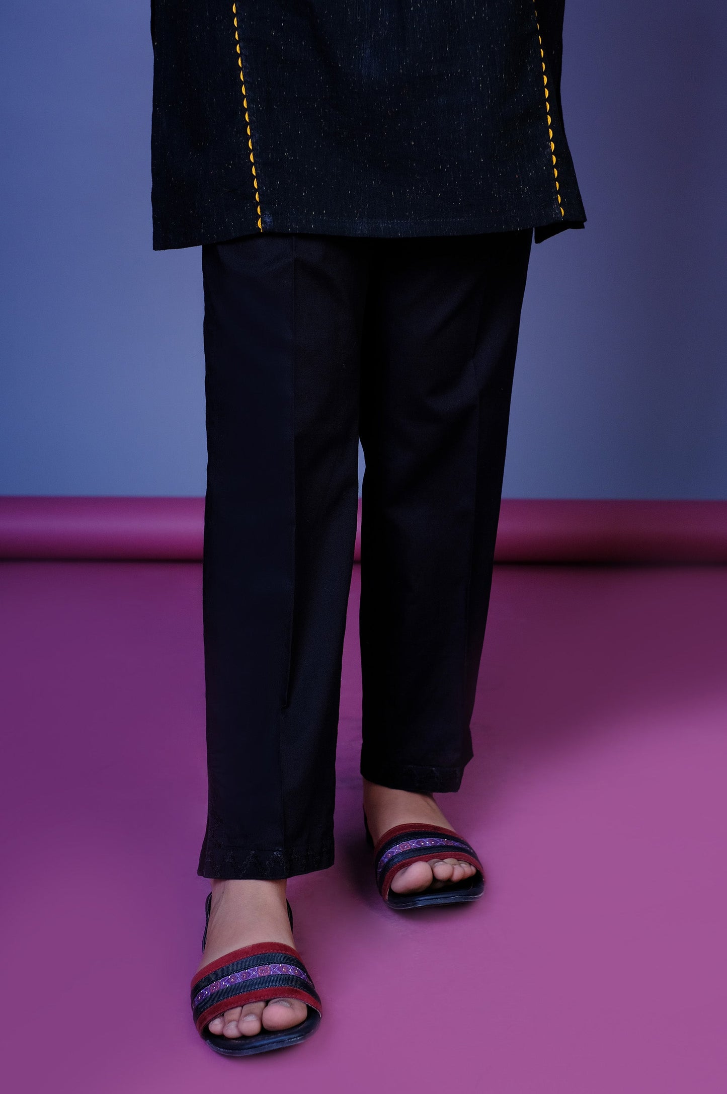 Stitched 1 Piece Embroidered Cambric Junior Pants