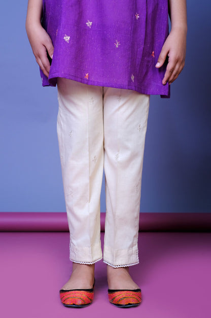 Stitched 1 Piece Embroidered Cambric Junior Pants